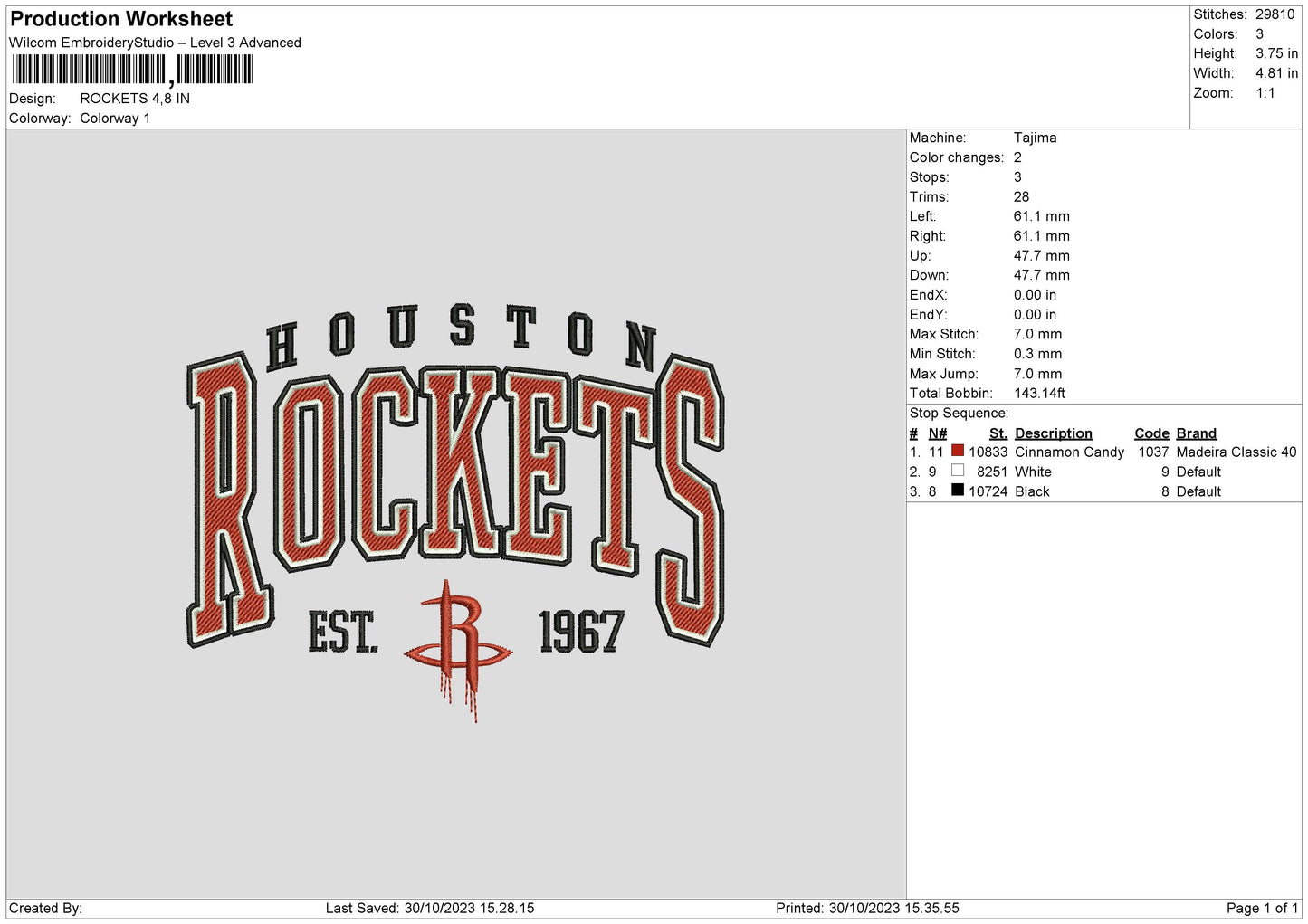 Rockets Embroidery File 6 sizes