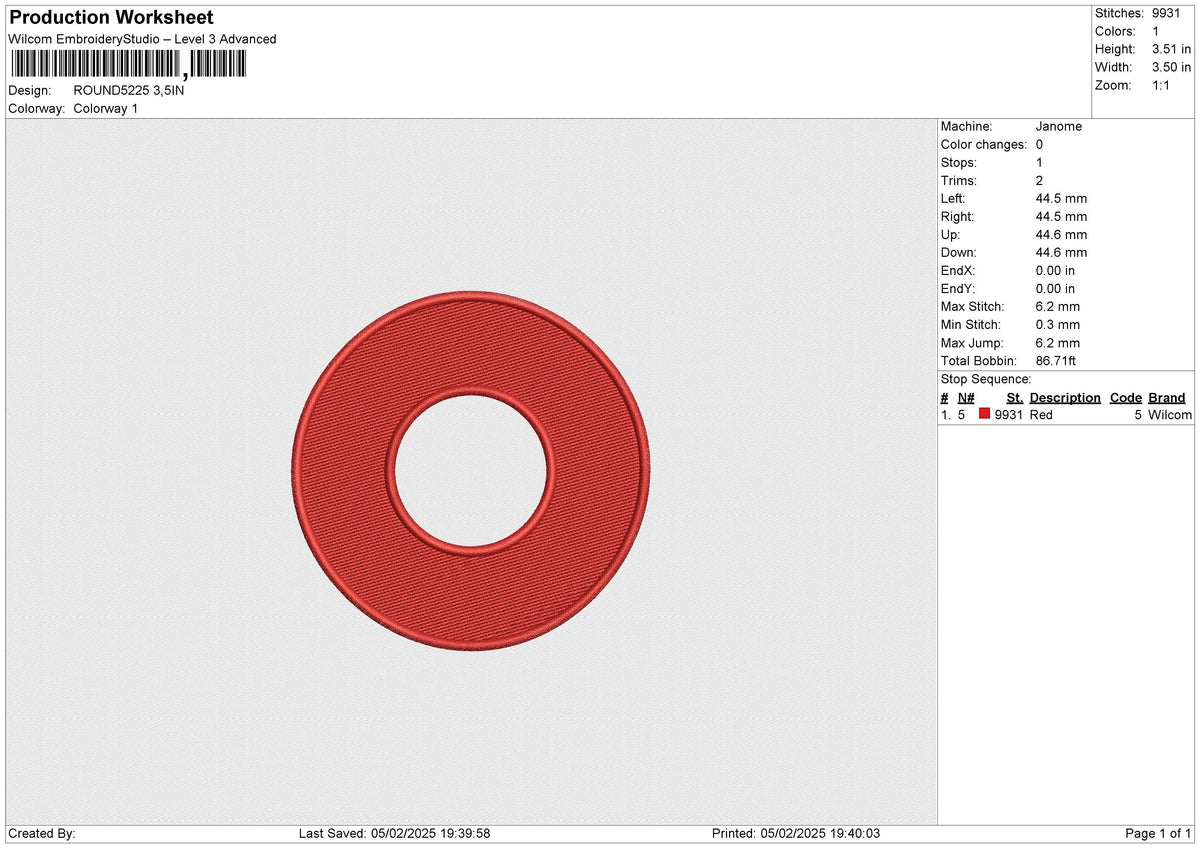 ROUND5225 Embroidery File 6 size