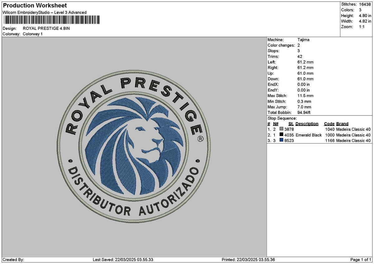 Royalcircle 2103 Embroidery File 6 sizes