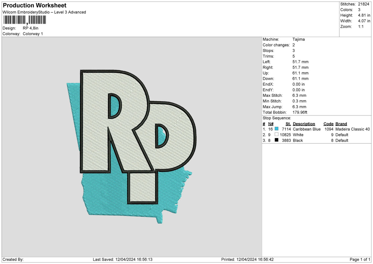 RP Embroidery File 6 size