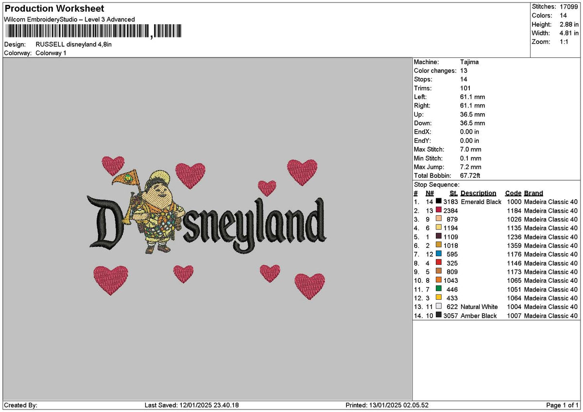 Dland Russell Embroidery File 6 sizes