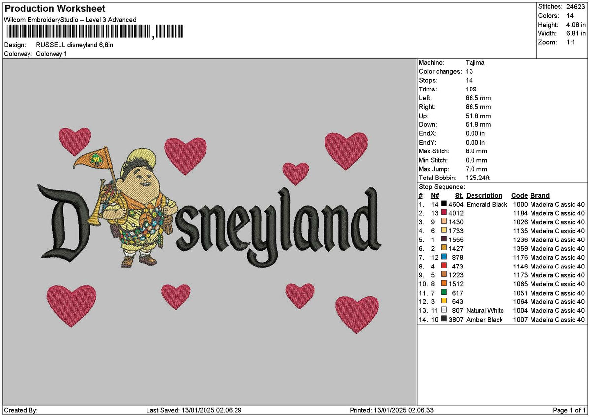 Dland Russell Embroidery File 6 sizes