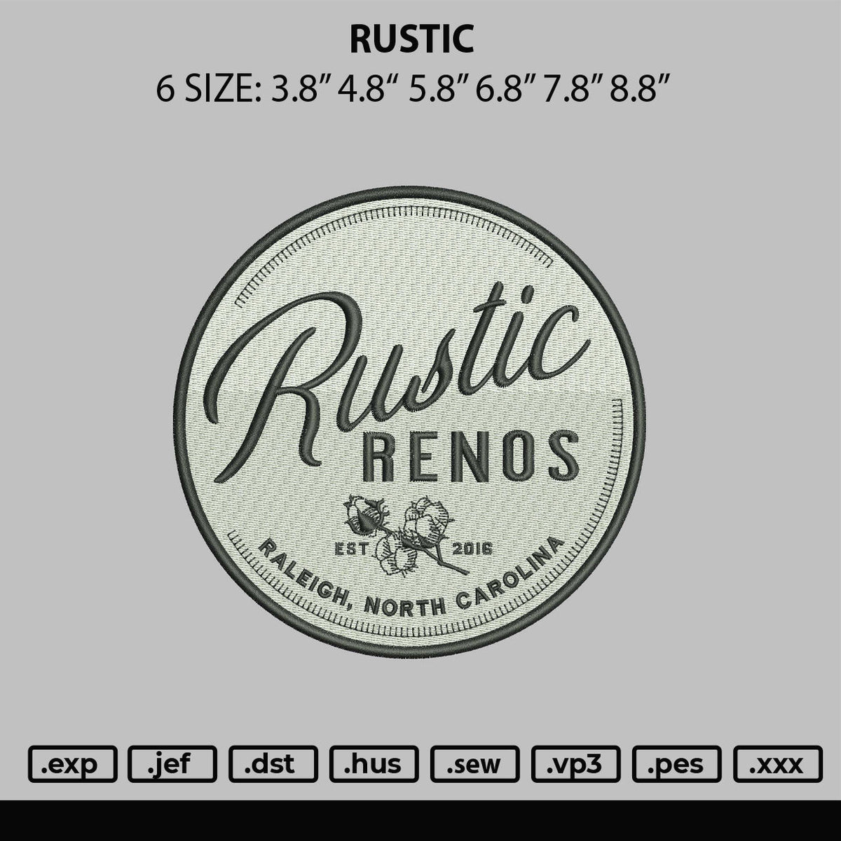 Rustic Embroidery File 6 sizes