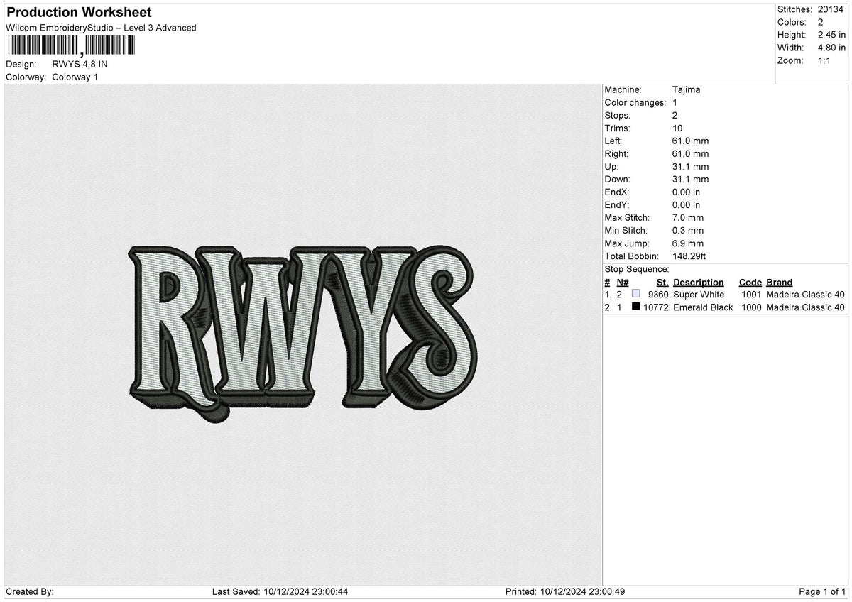 RWYS Embroidery File 6 size