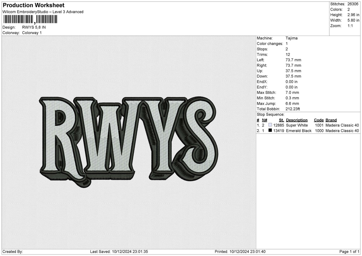 RWYS Embroidery File 6 size