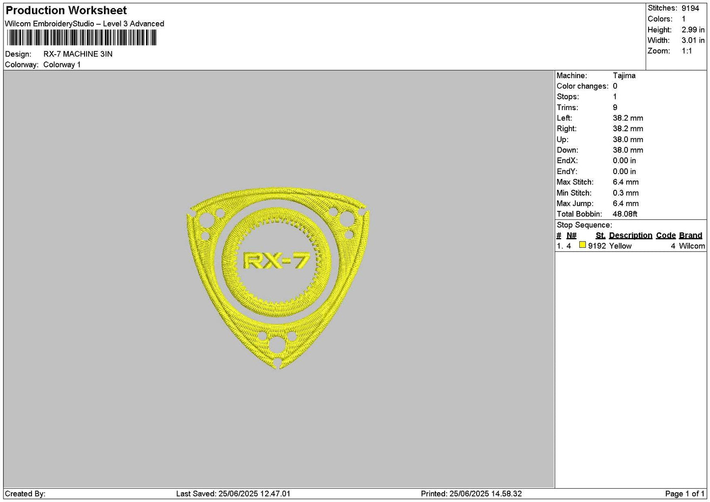 Rx7text Embroidery File 6 sizes