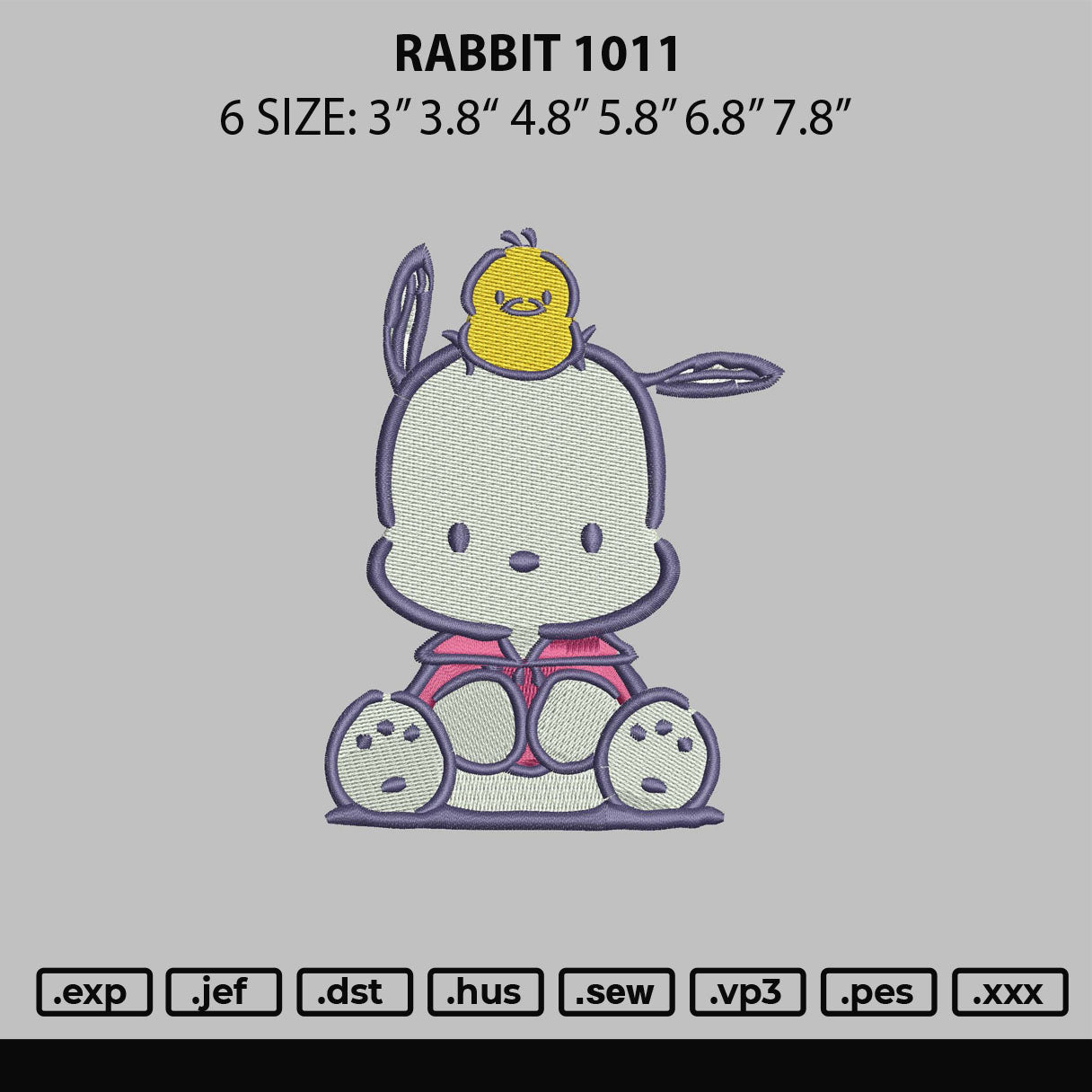 Rabbit Embroidery File 6 sizes