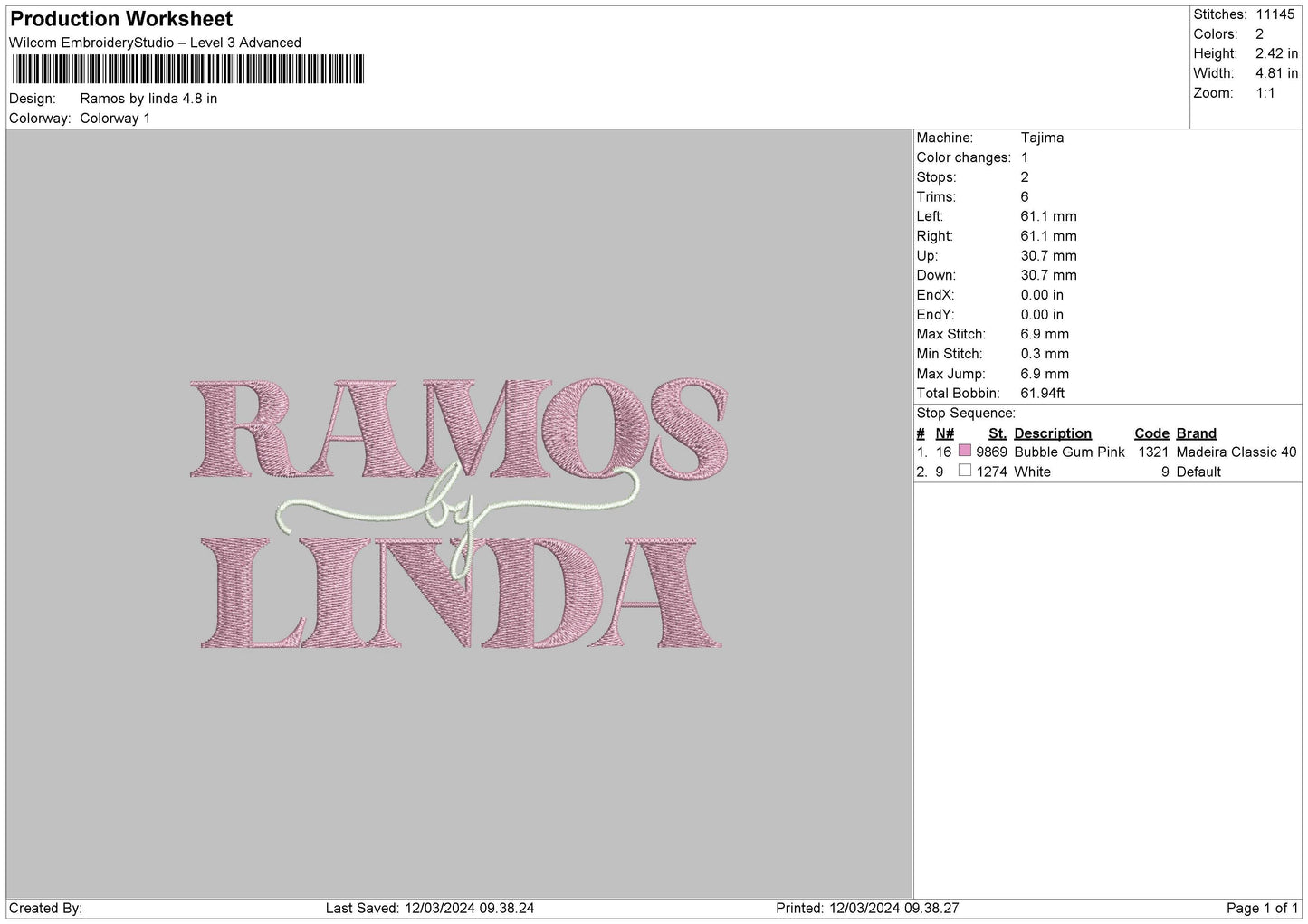 Ramostext Embroidery File 6 sizes