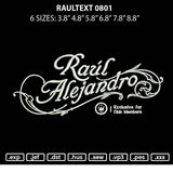 Raultext 0801 Embroidery File 6 sizes