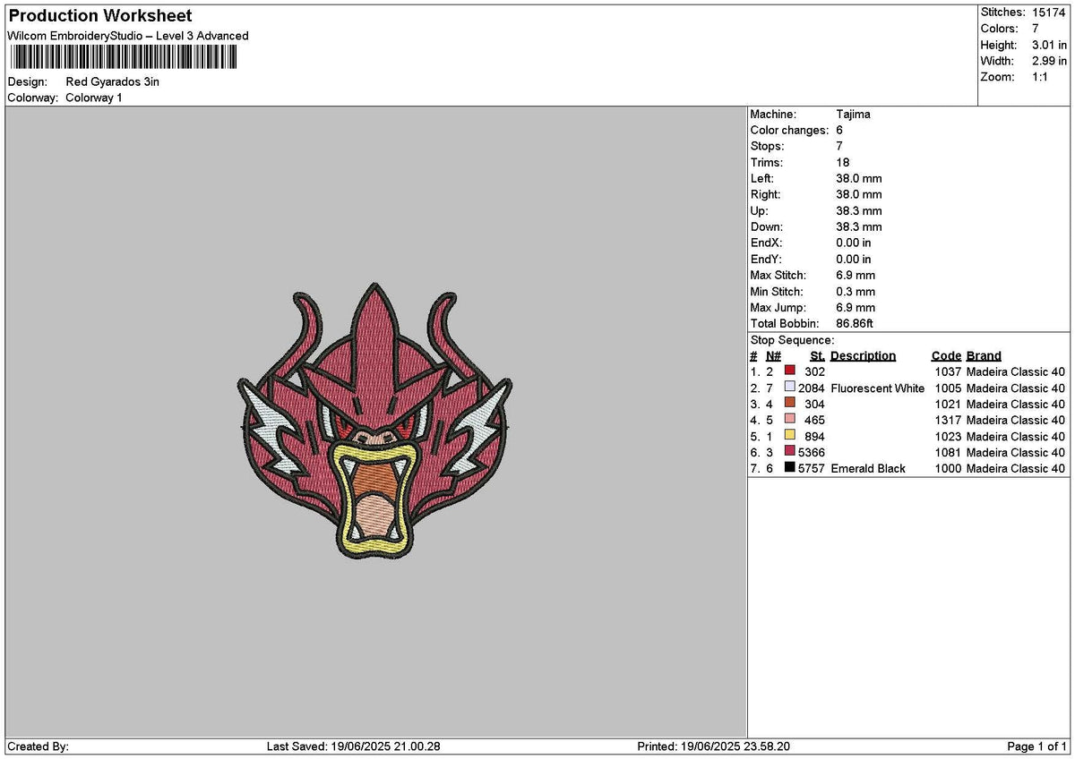 Gyaradostext Embroidery File 6 sizes