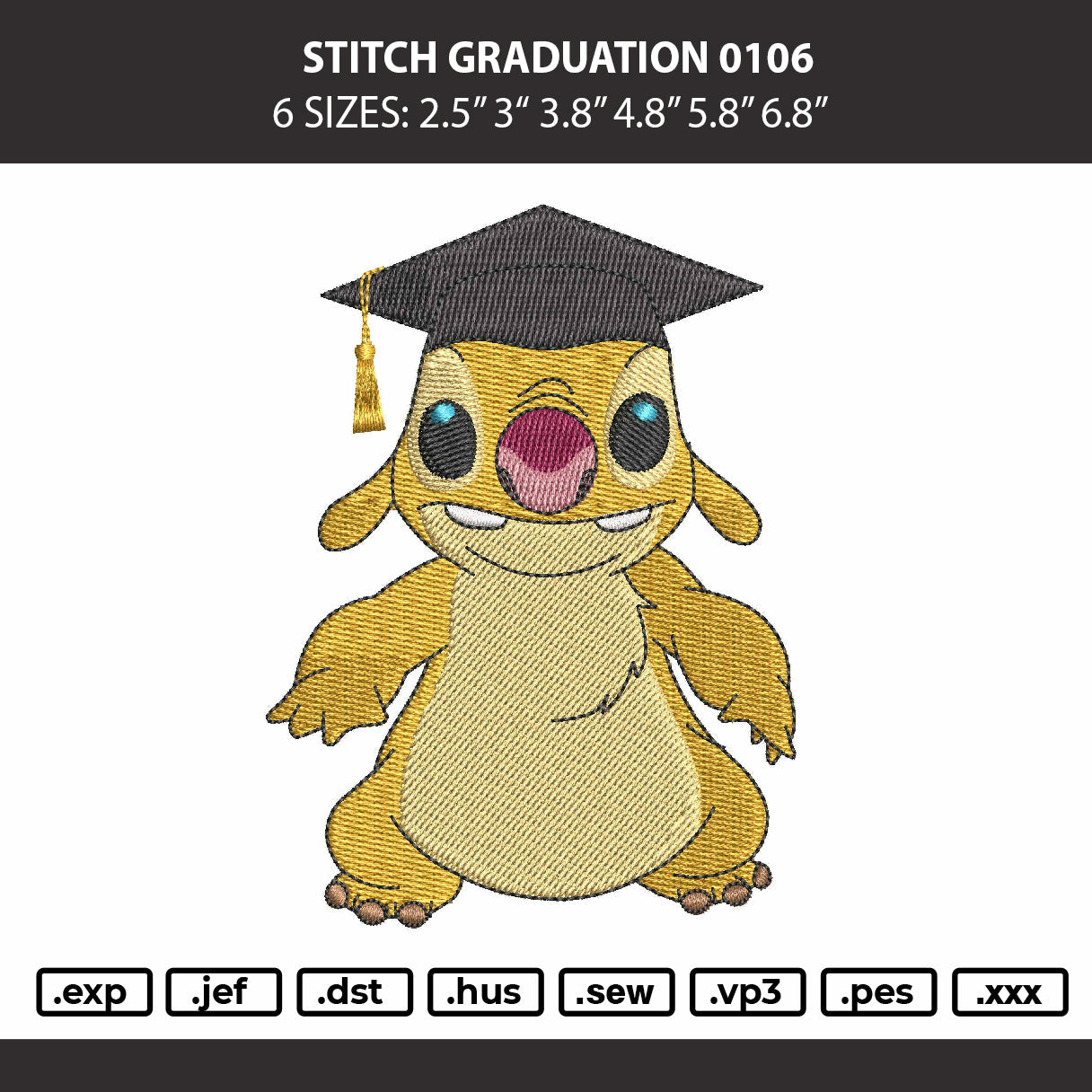 Stitch Graduation Embroidery Machine Design File 6 sizes