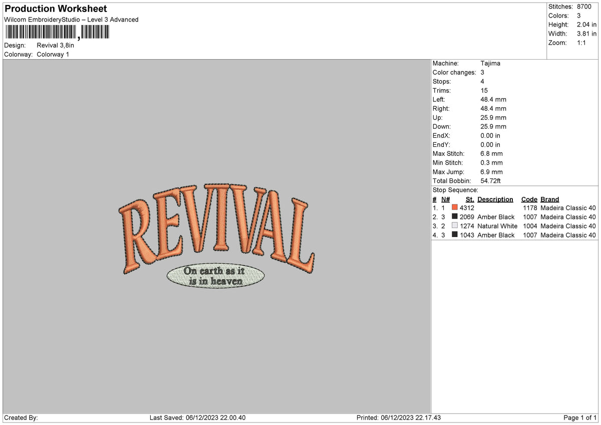 Revival Embroidery File 6 sizes