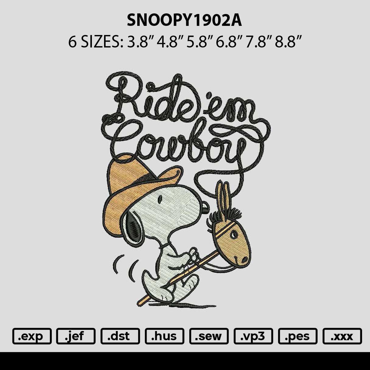 Snoopy1902a Embroidery File 6 sizes
