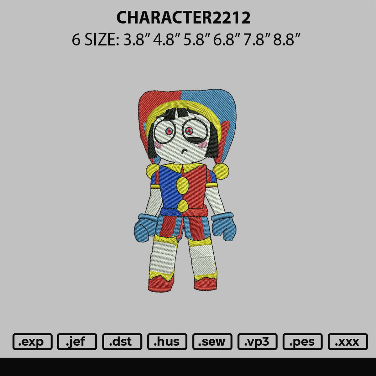 Character2212 Embroidery File 6 sizes
