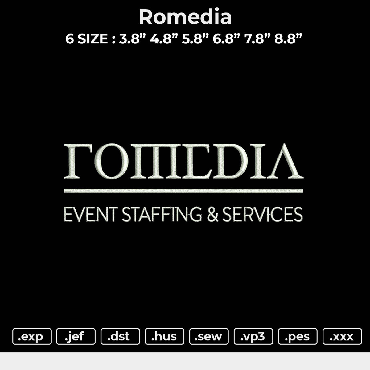 Romedia Embroidery File 6 sizes