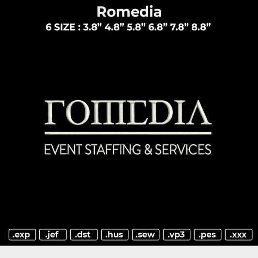 Romedia Embroidery File 6 sizes