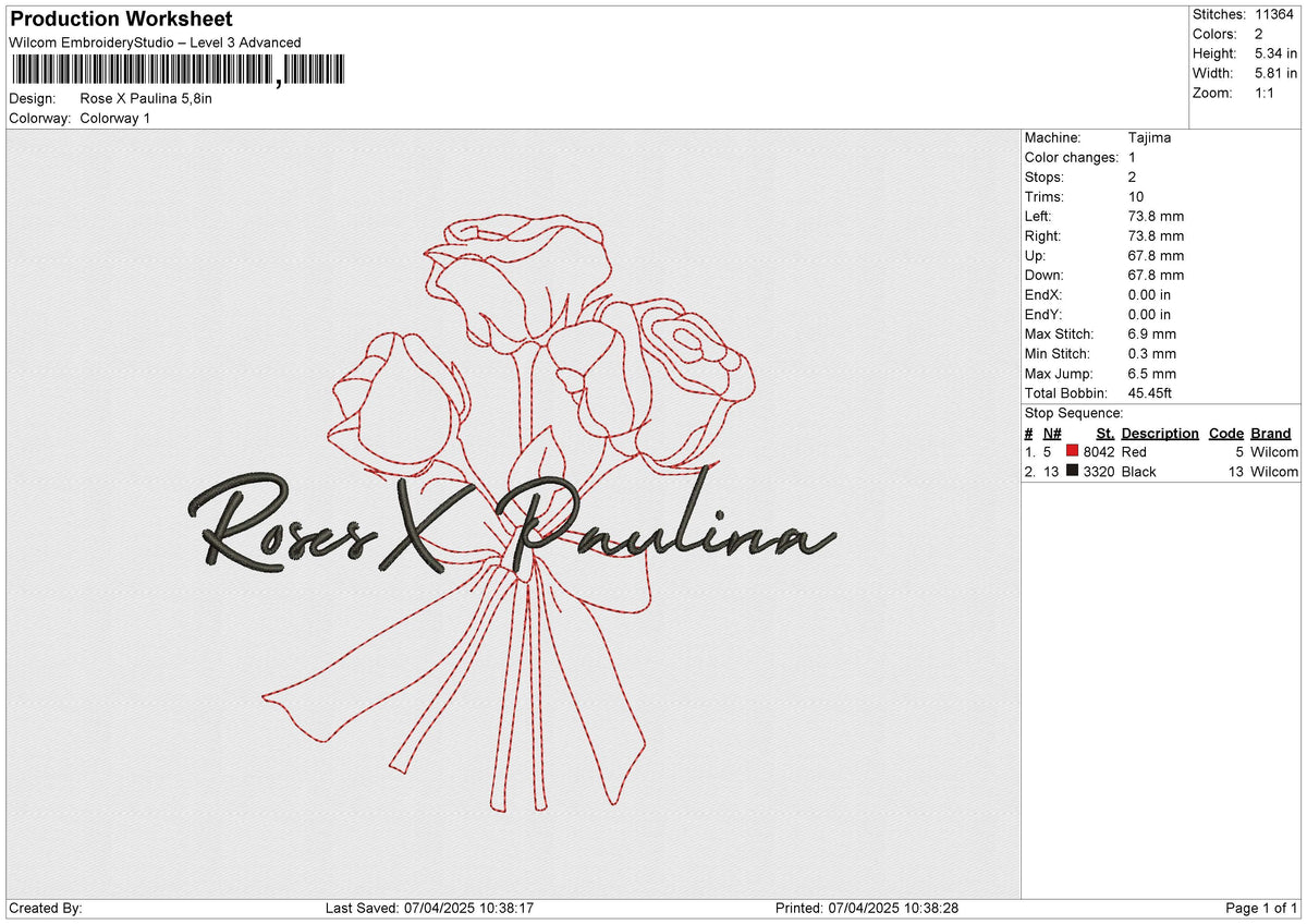 Rose X Paulina Embroidery File 6 size