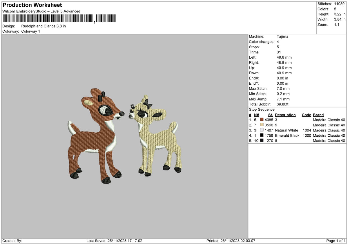 Deers Embroidery File 6 sizes