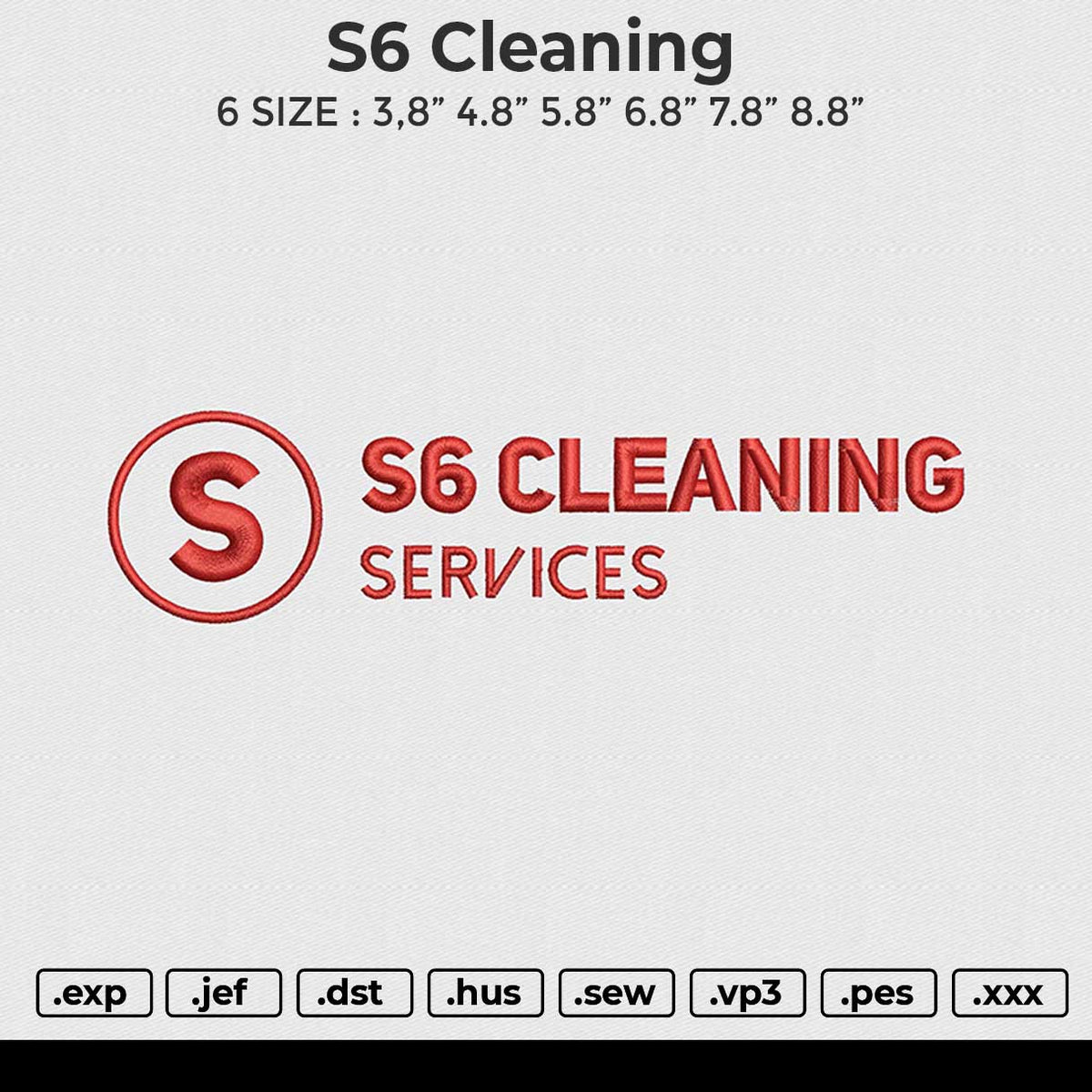 S6 cleaning Embroidery File 6 size