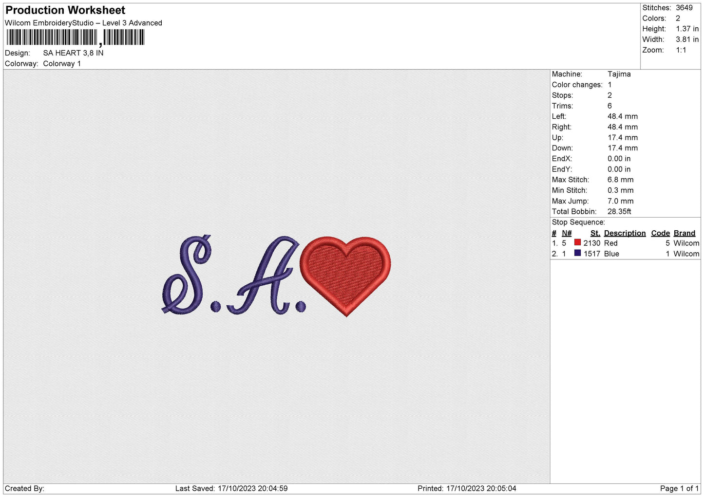 SA Embroidery File 6 size