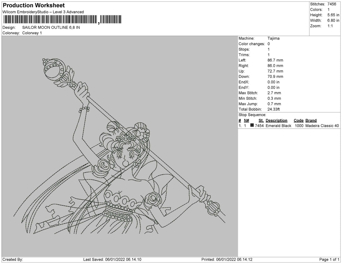 Sailor Moon outline Embroidery
