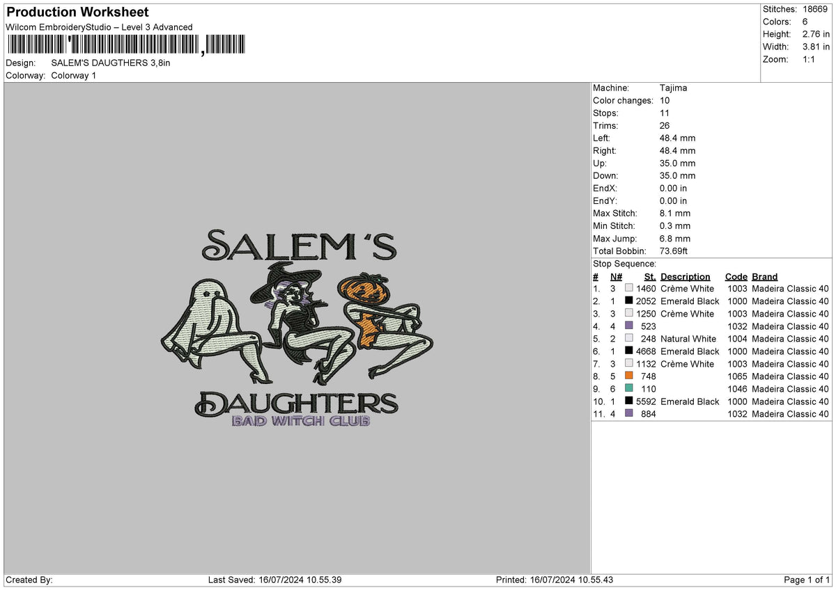 Daugthers Embroidery File 6 sizes