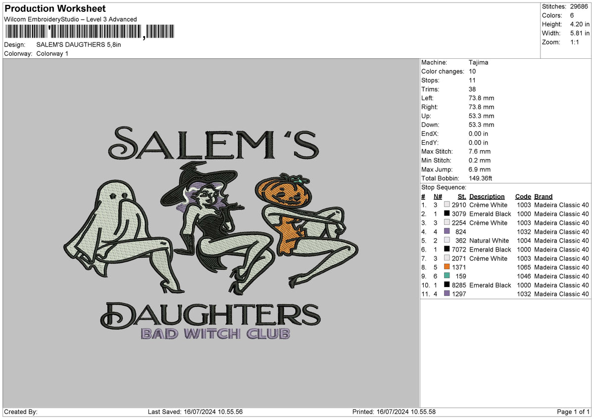 Daugthers Embroidery File 6 sizes