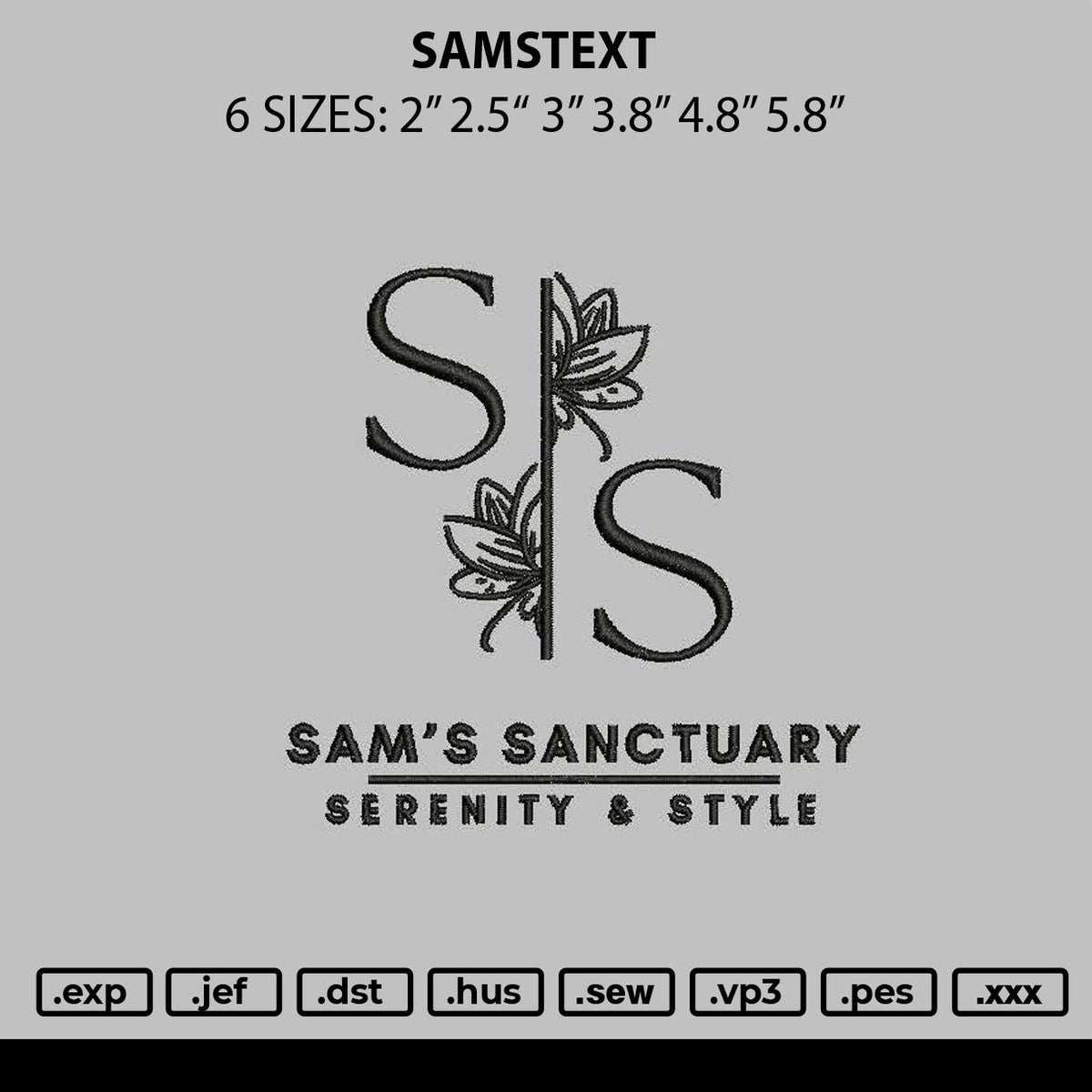 Samstext Embroidery File 6 sizes