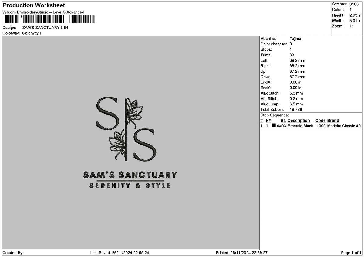 Samstext Embroidery File 6 sizes