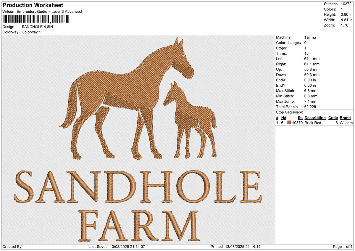 SANDHOLE Embroidery File 6 size