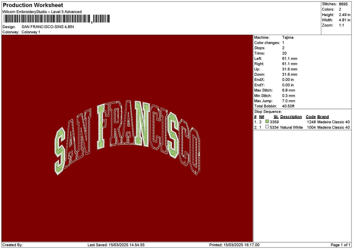 Fransiscotext 1503 Embroidery File 6 sizes