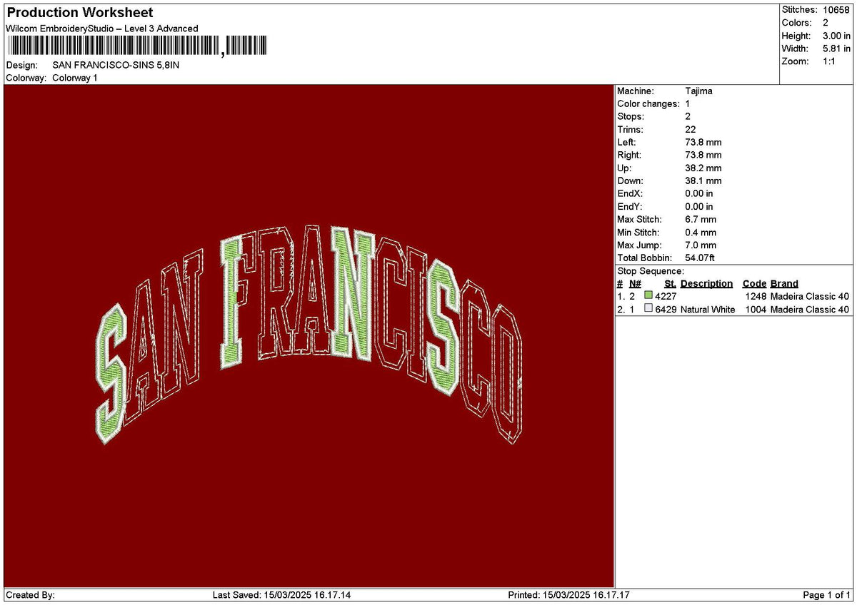 Fransiscotext 1503 Embroidery File 6 sizes