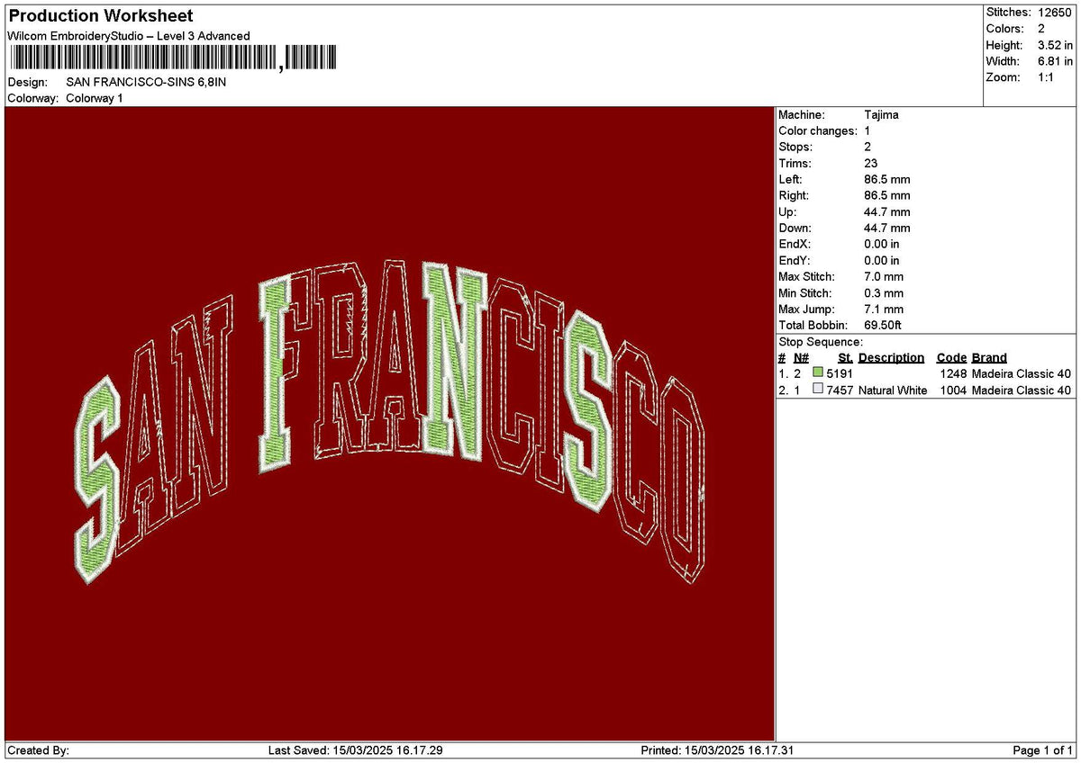 Fransiscotext 1503 Embroidery File 6 sizes