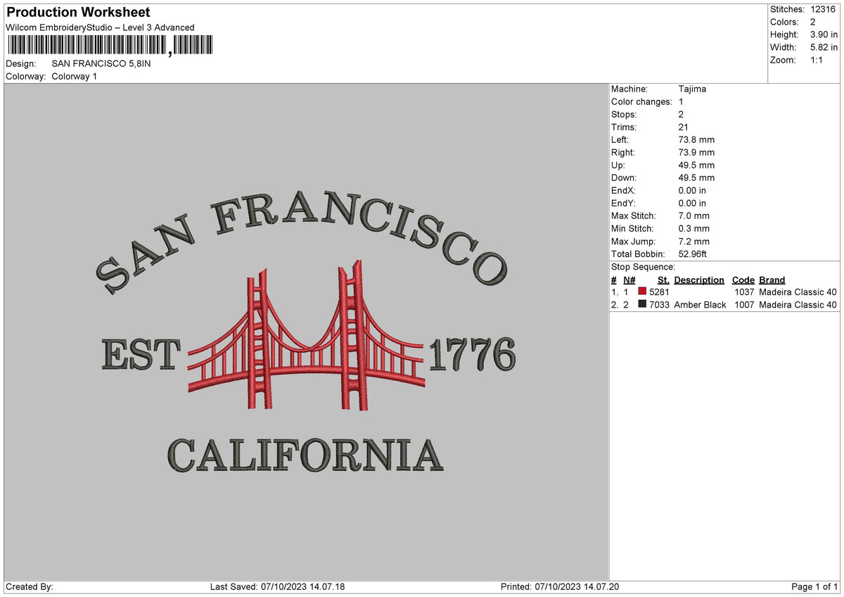 Fransisco C 23 Embroidery File 6 sizes