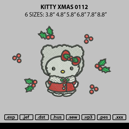 Kitty Xmas 0112 Embroidery File 6 sizes