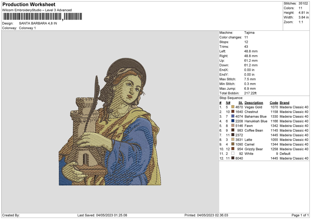 Santa Barbara Embroidery File 6 sizes