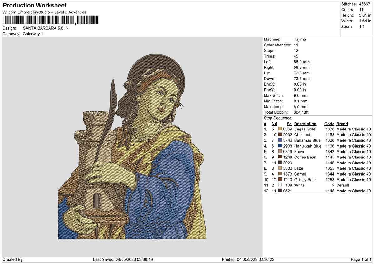 Santa Barbara Embroidery File 6 sizes
