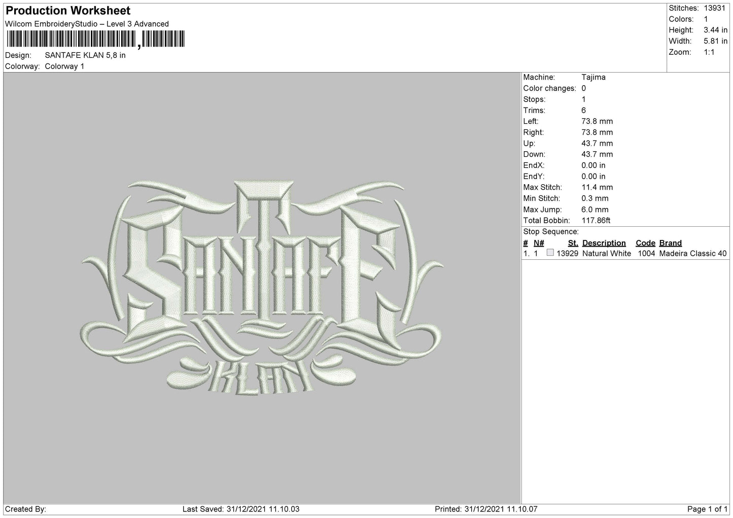 Santafe Klan Embroidery