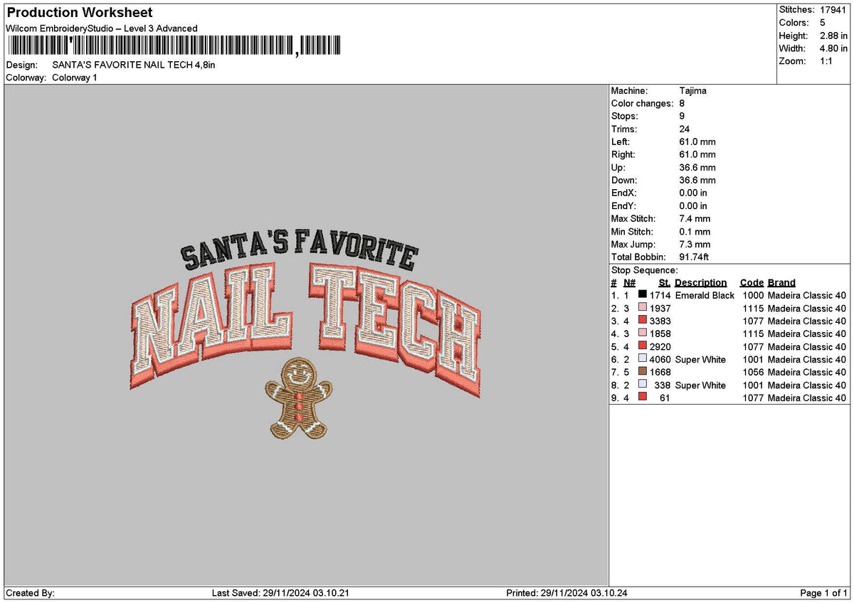 Santastextxmas Embroidery File 6 sizes