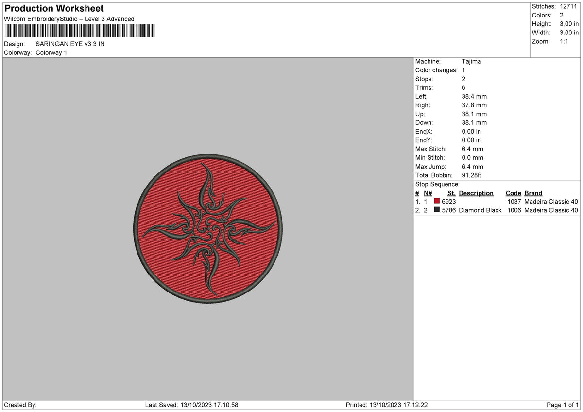Saringan Eye V3 Embroidery File 6 sizes