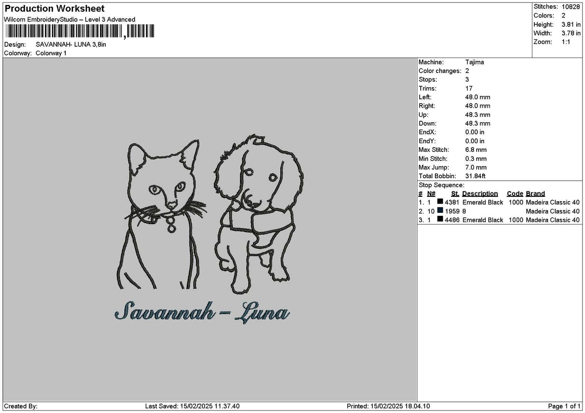 Cat Dog Outline 02 Embroidery File 6 sizes