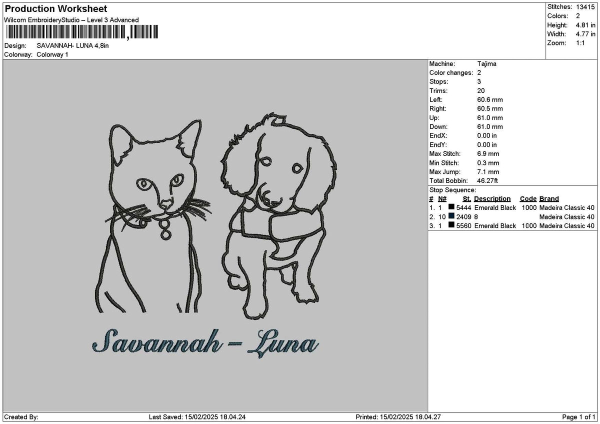 Cat Dog Outline 02 Embroidery File 6 sizes