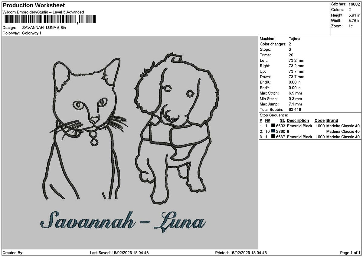 Cat Dog Outline 02 Embroidery File 6 sizes
