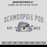 Monster Purple 01 Embroidery File 6 sizes