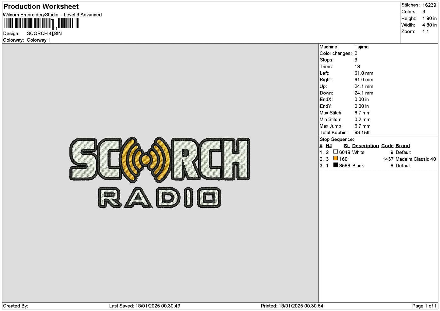 scorchtext Embroidery File 6 sizes