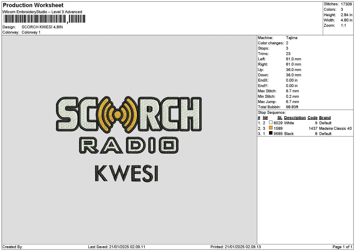 Kwesitext Embroidery File 6 sizes