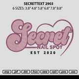 Secrettext 2903 Embroidery File 6 sizes