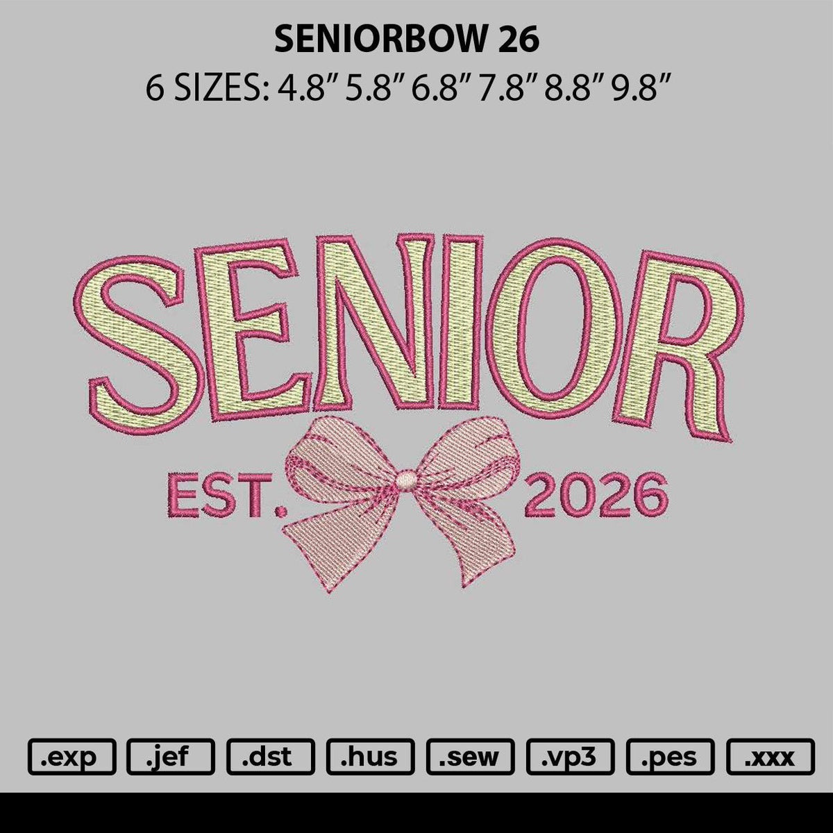 Seniorbow 26 Embroidery File 6 sizes