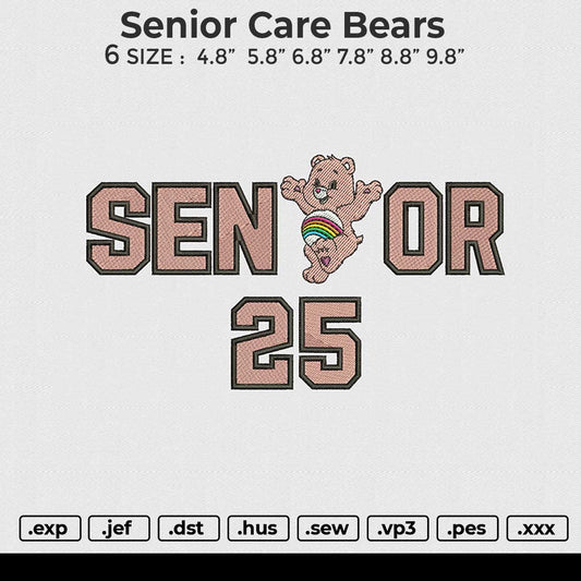 Senior Care Bears Embroidery File 6 size