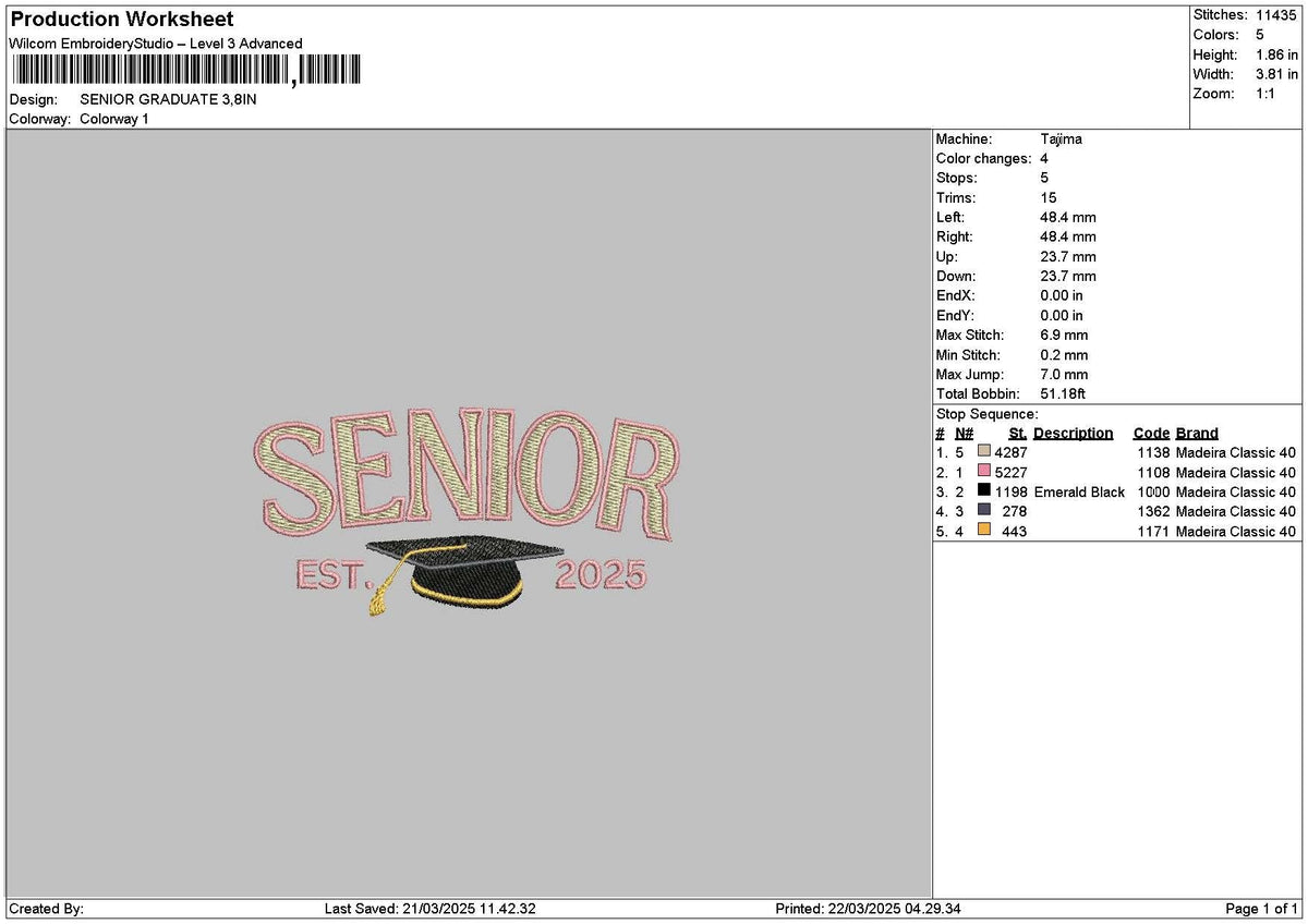 Seniortext 2203 Embroidery File 6 sizes